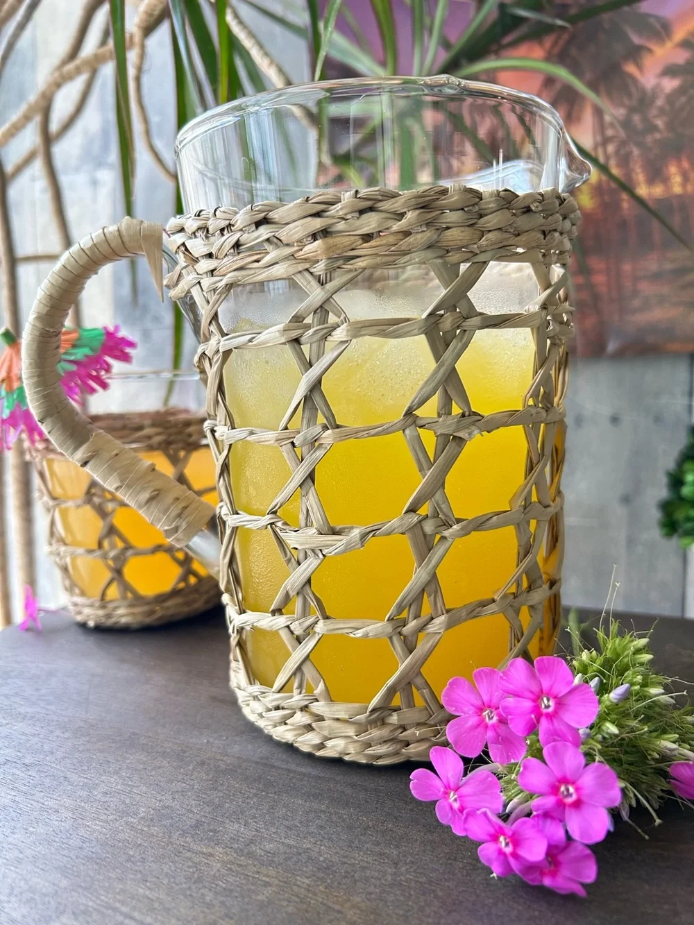 🌴 Tropical Woven Rattan Beverage Glass Pitcher 43.95oz | Threshold | Target
